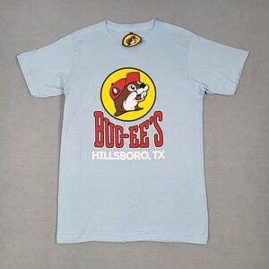 Buc-ee's Hillsboro TX Shirt Mens Small Light Blue Beaver Graphic Tee Souvenir
